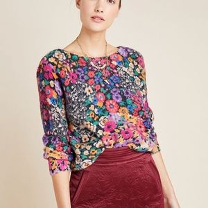 Anthropologie Floral Sweater
